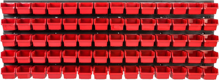 Lagersystem Werkstattregal | 115 x 39 cm | 70 stck. Box | Wandregal mit Stapelboxen - Wandplatten Ex