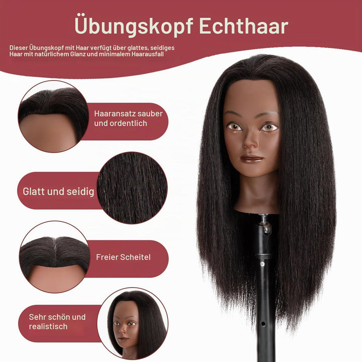 Ineffable Trainingskopf Schaufensterpuppenkopf mit Echthaar Puppenkopf mit Haaren 100% Echthaar Scha