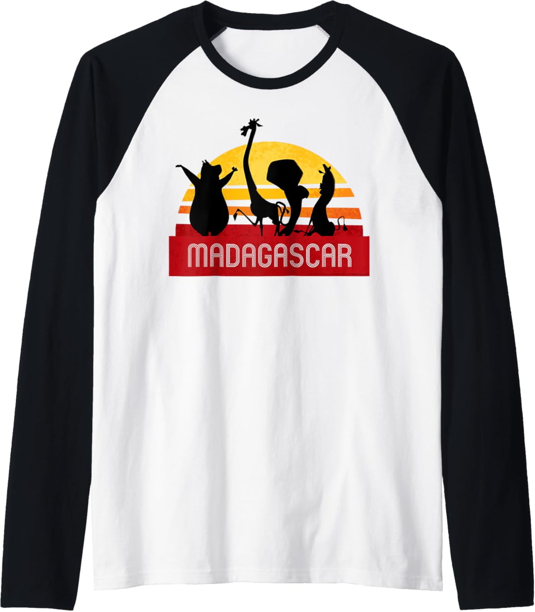 Madagascar Group Shot Sunset Silhouette Poster Raglan