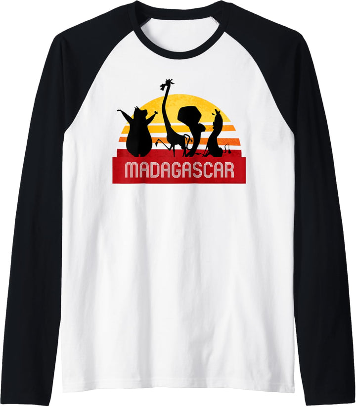 Madagascar Group Shot Sunset Silhouette Poster Raglan