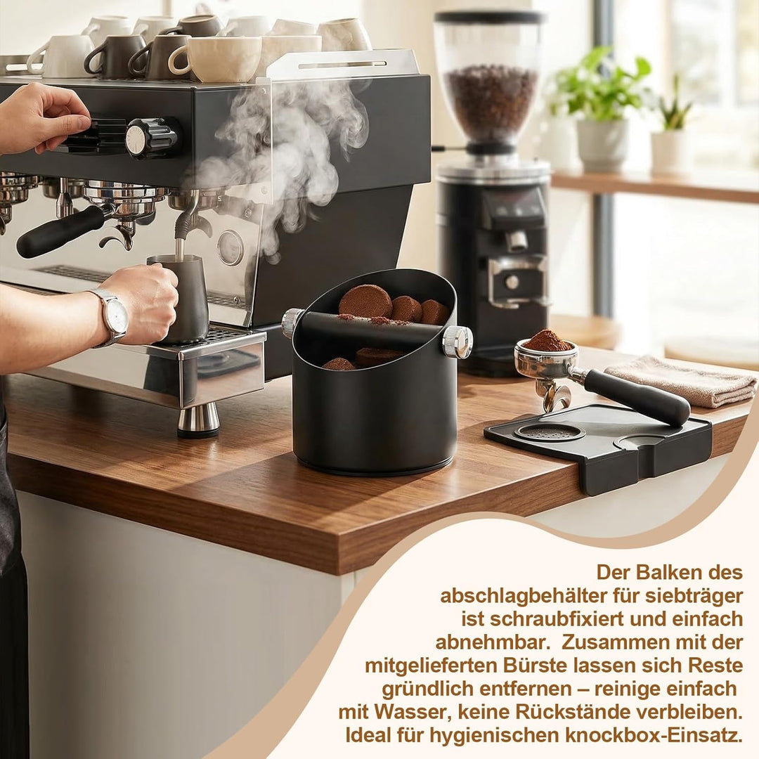 Abklopfbehälter für Siebträger, Edelstahl Gross Espresso Kaffeesatz Abschlagbehälter Knock Box für K