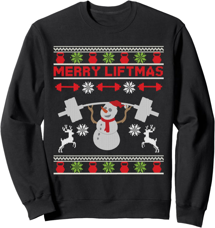 Merry Liftmas Schneemann Bodybuilder Weihnachten Fitness Sweatshirt