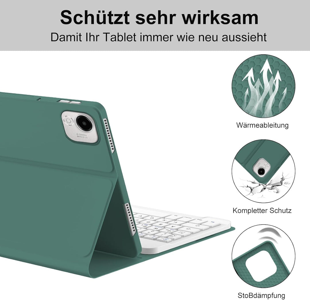 Hülle mit Tastatur für Honor Pad X9a 2025 11,5 Zoll, Abnehmbare Bluetooth Tastatur mit Deutschem QWE