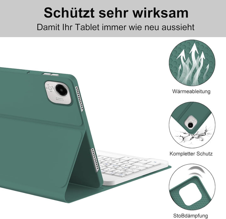 Hülle mit Tastatur für Honor Pad X9a 2025 11,5 Zoll, Abnehmbare Bluetooth Tastatur mit Deutschem QWE