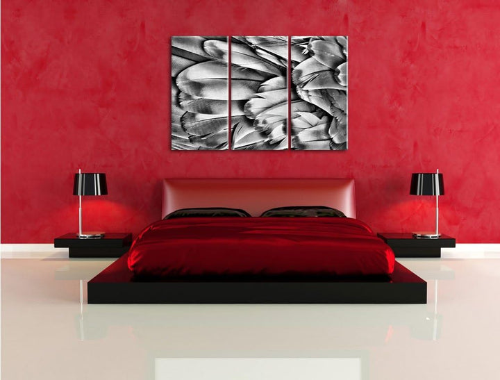 Pixxprint Bunte Papageienfedern als Leinwandbild/Grösse: 3 Teilig (120x80) cm/Wandbild/Kunstdruck/fe