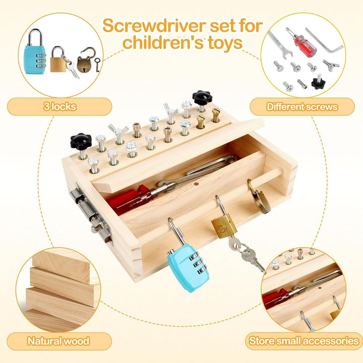 Montessori Spielzeug Schraubendreher Board Set,Motorikspielzeug Holzspielzeug Schraubendreher Brett,