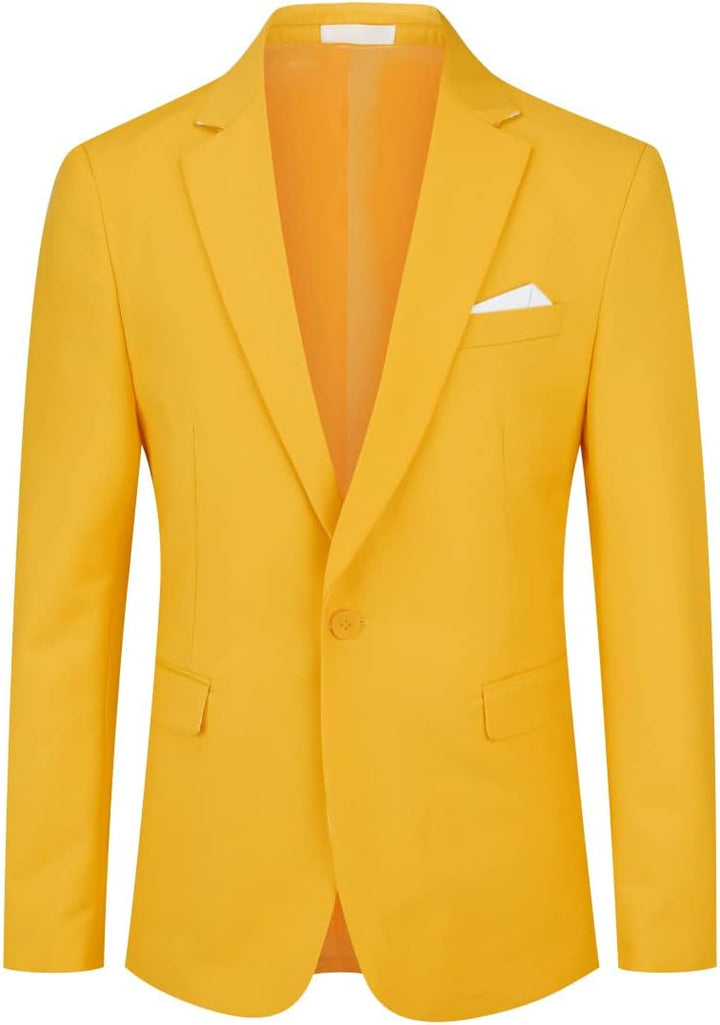 YOUTHUP Herren Sakko Slim Fit Anzugjacke für Business Hochzeit Eleganter 1 Knöpfen Blazer XXL Gelb,