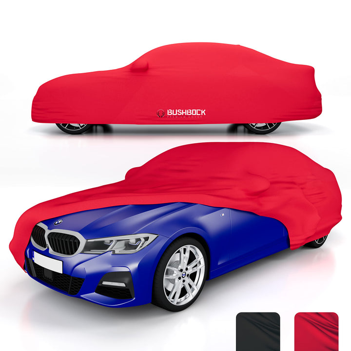 BUSHBOCK® Premium Autoabdeckung Indoor - Satin Schutzhülle Stoff - Abdeckplane Autoplane Autogarage
