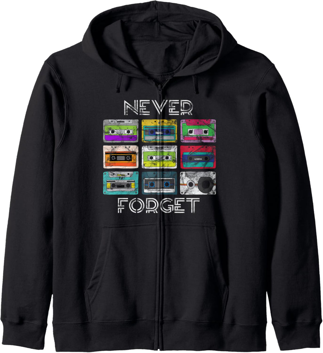 Never Forget Cassette Tapes Retro 80s Kapuzenjacke