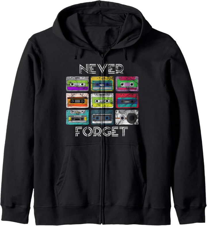 Never Forget Cassette Tapes Retro 80s Kapuzenjacke