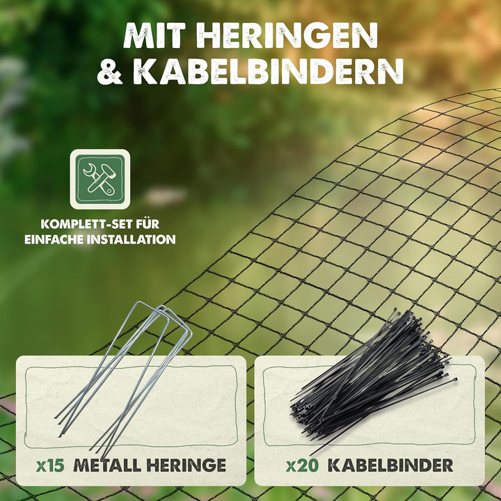 Teichnetz feinmaschig, 5 x 5 Meter, Witterungs- &amp; UV-beständig, Vogelnetz, Hühnernetz, Balkonnetz, N