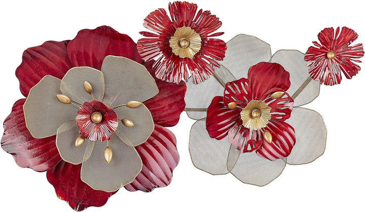 Wanddekoration Blumen Metall rot / gold einteilig handgemacht Modern Scandium