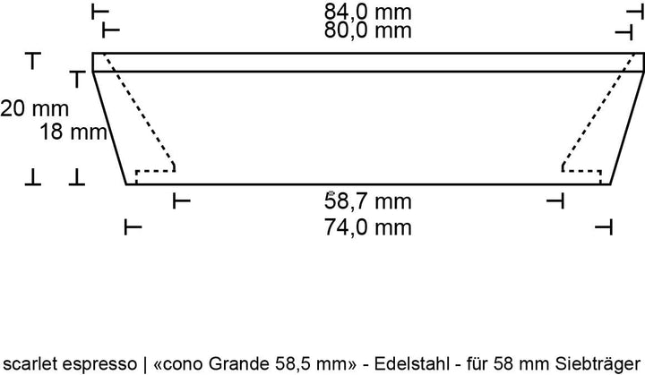 Präzisions-Trichter »Barista Cono Grande 58,5 mm« aus Edelstahl für Siebträger, Dosing Funnel Fülltr