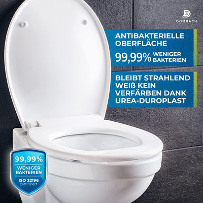 Dombach® Kaiana Premium Toilettendeckel (Weiss, Oval) Antibakterieller WC Sitz mit Absenkautomatik S