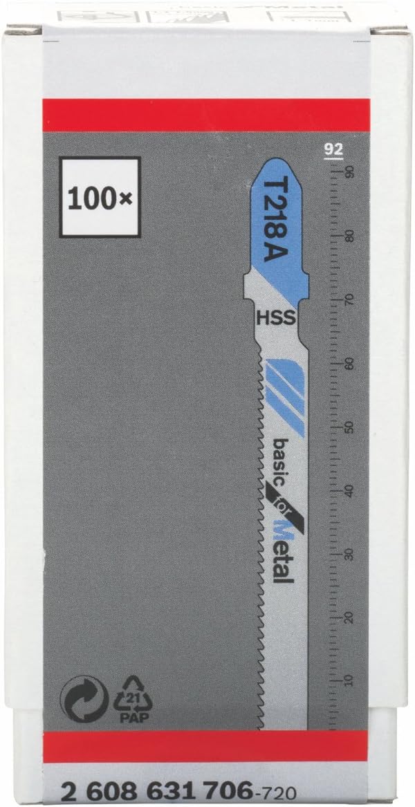 Bosch 100x Stichsägeblatt T 218 A Basic for Metal (für Stahlbleche, Professional Zubehör Stichsäge)