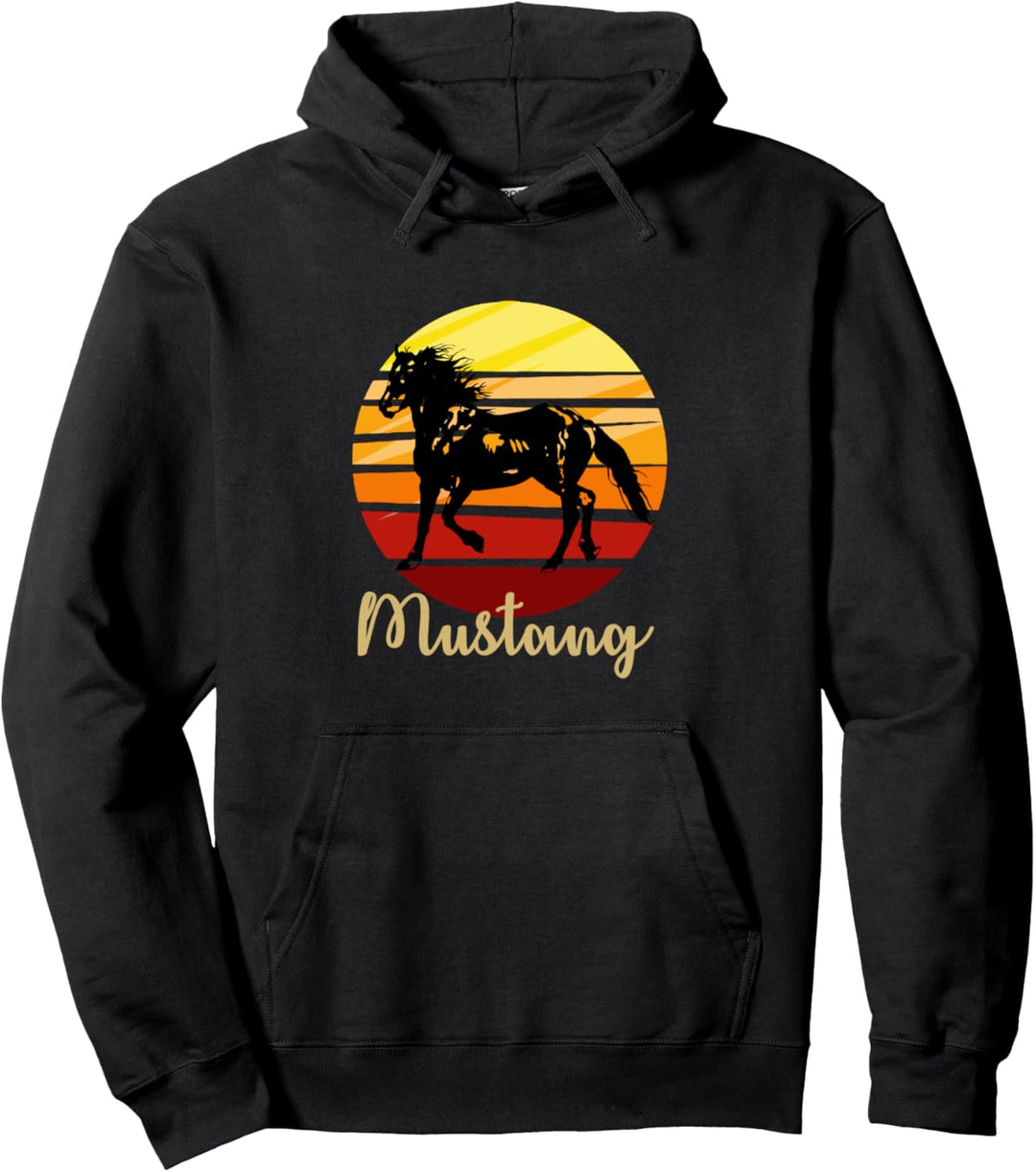 Mustang horse running in sunset Pullover Hoodie