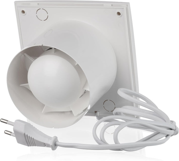 Ø 100mm Badlüfter Fan mit Zugschnur und Stecker - Weiss Abluftventilator - Ventilator zur Belüftung
