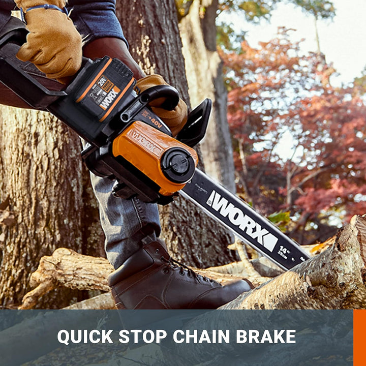 WORX WG384E.9 Akku-Kettensäge 40V Max - Profi Motorsäge mit bürstenlosem Motor - Baumpflege ohne Kab