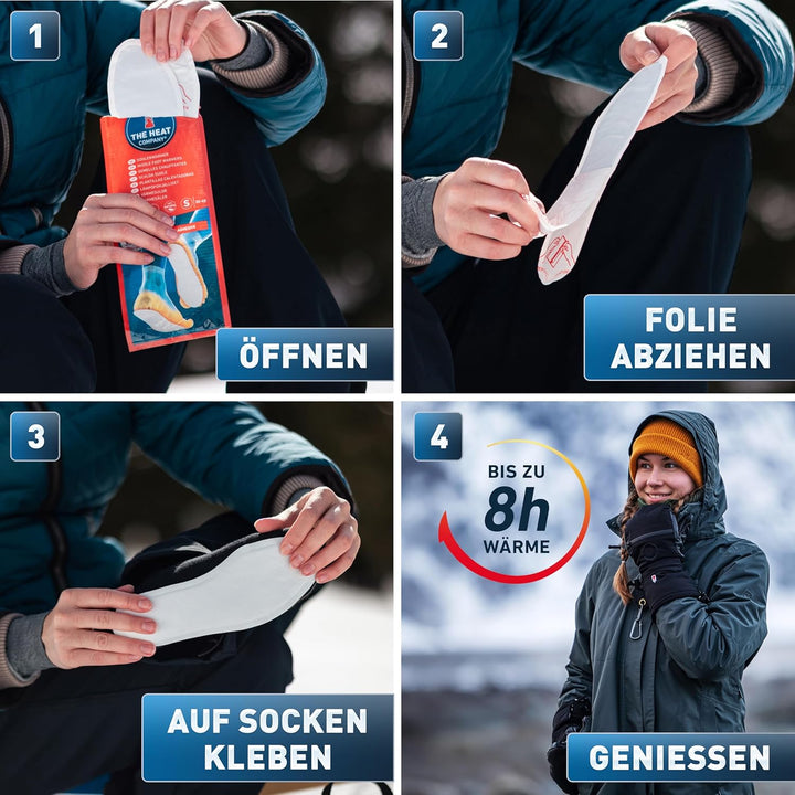 THE HEAT COMPANY Sohlenwärmer klebend - 5 oder 30 Paar - EXTRA WARM - Wärmesohlen - Fusswärmer - 8 S