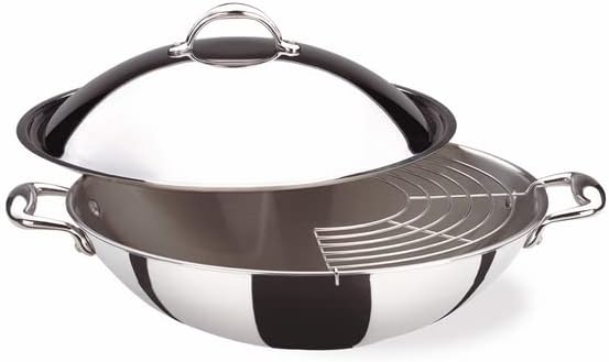 Lagostina Accademia Lagofusion Wok + Deckel aus Edelstahl 18/10, Ø 30 cm, 6,9 L, Topf für Induktion,
