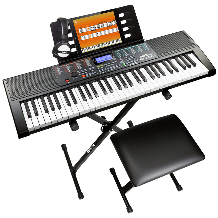 Rockjam 61-Key-Tastatur-Klavierset mit Tastaturständer, Klavierbank, Kopfhörer, Klavier-Anmerkungs-A