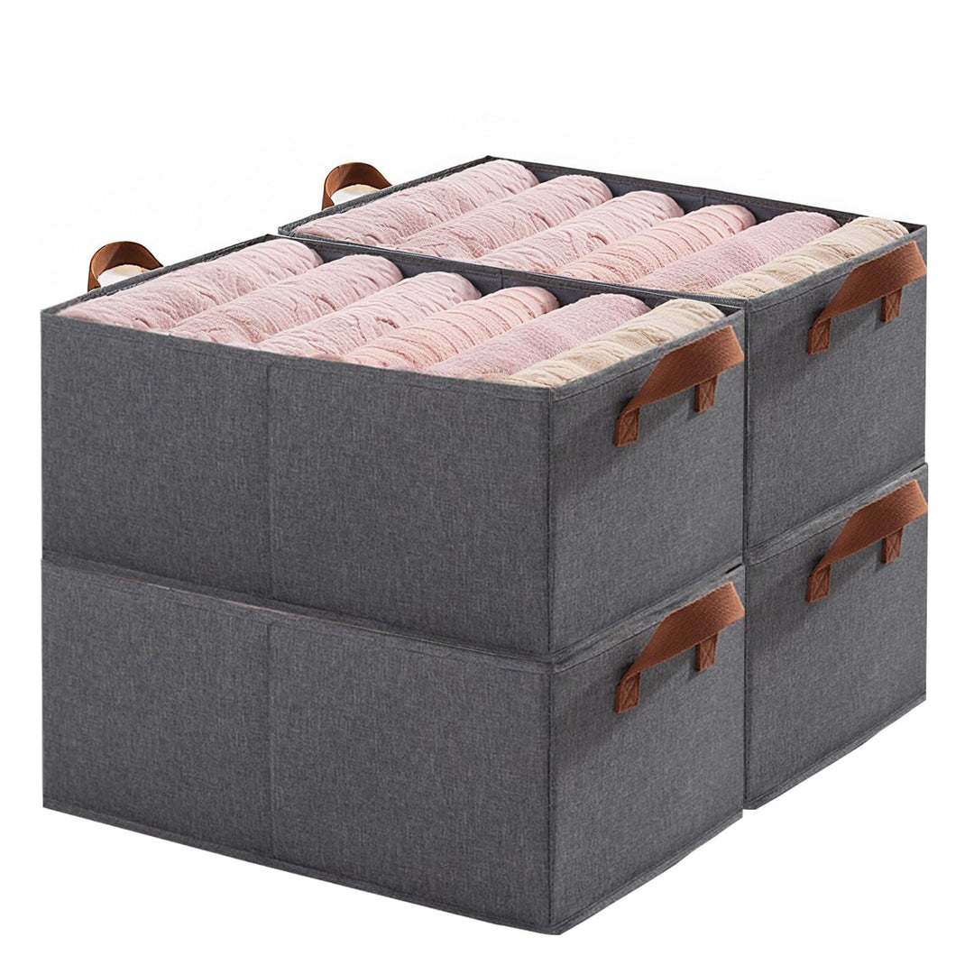 Aufbewahrungsbox Stoff 4er Set, Stoffboxen Aufbewahrung, Zusammenklappbarer, Gross Aufbewahrungsboxe