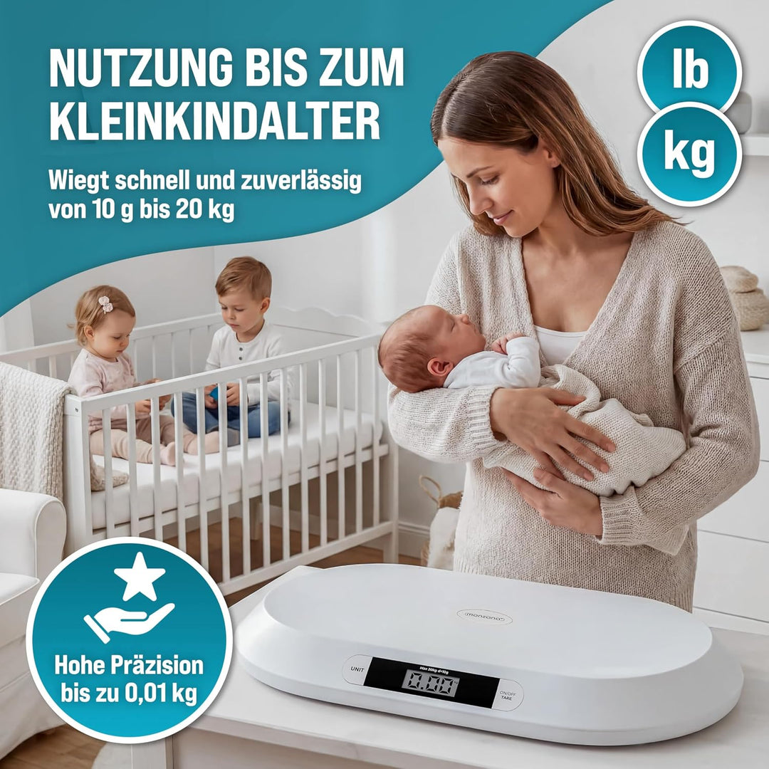 MONZANA® Babywaage Digital bis 20 kg LED Anzeige Abschalt- &amp; Tarierfunktion Kinder Säuglinge Tierwaa