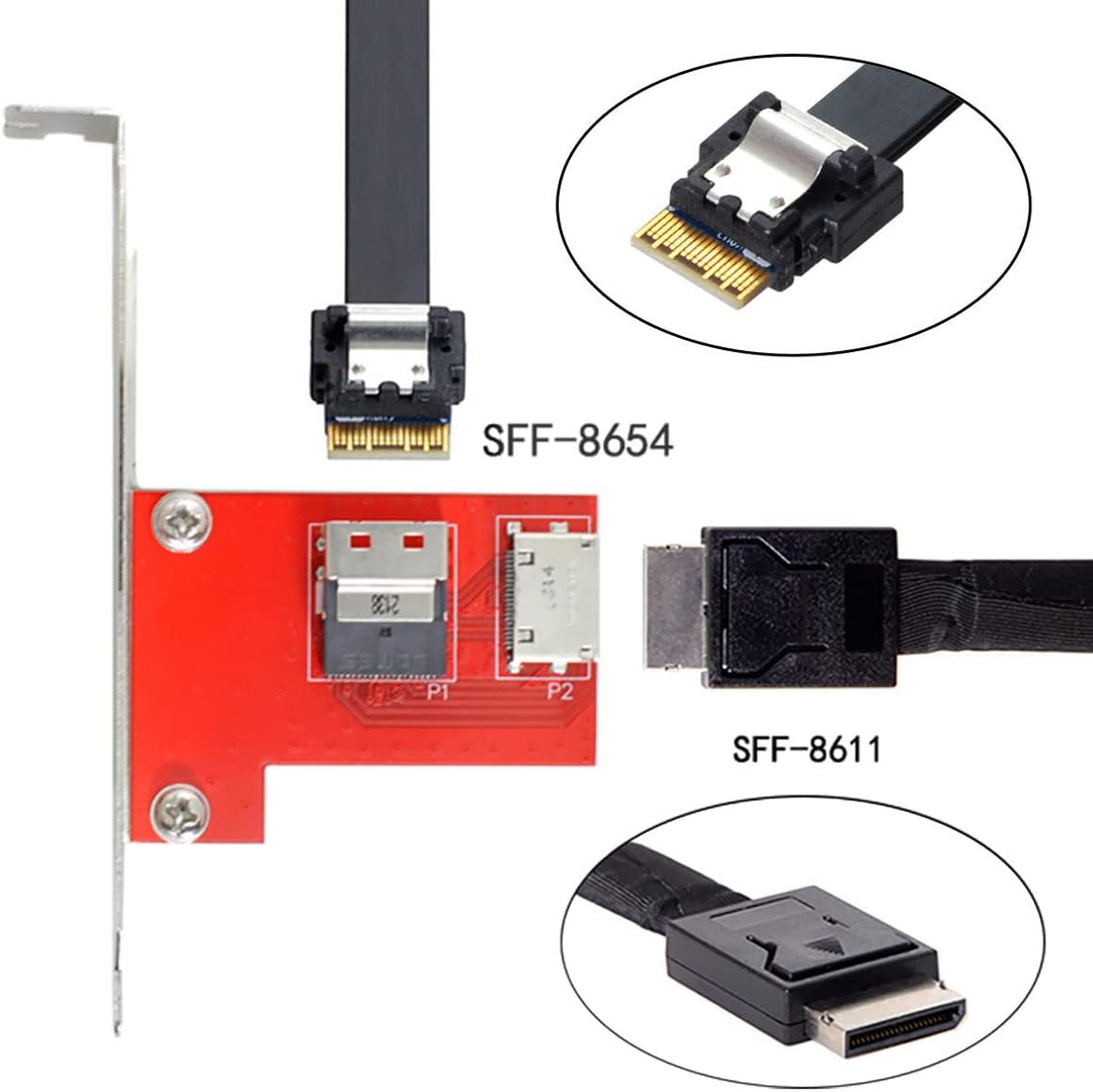 CY PCI-Express 4.0 Slimline SAS SFF-8654 auf Oculink SFF-8611 SFF-8612 PCBA Buchse Adapter mit Halte