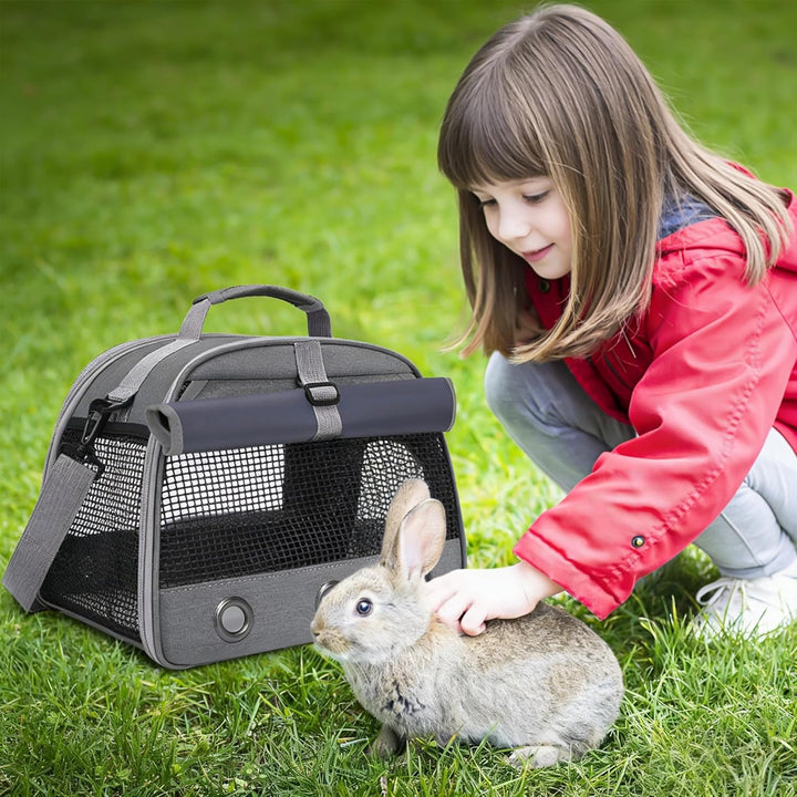 Kleine Haustier Tragetasche Grau Transportbox Für Meerschweinchen Kaninchen Hamster Kleintiere Faltb