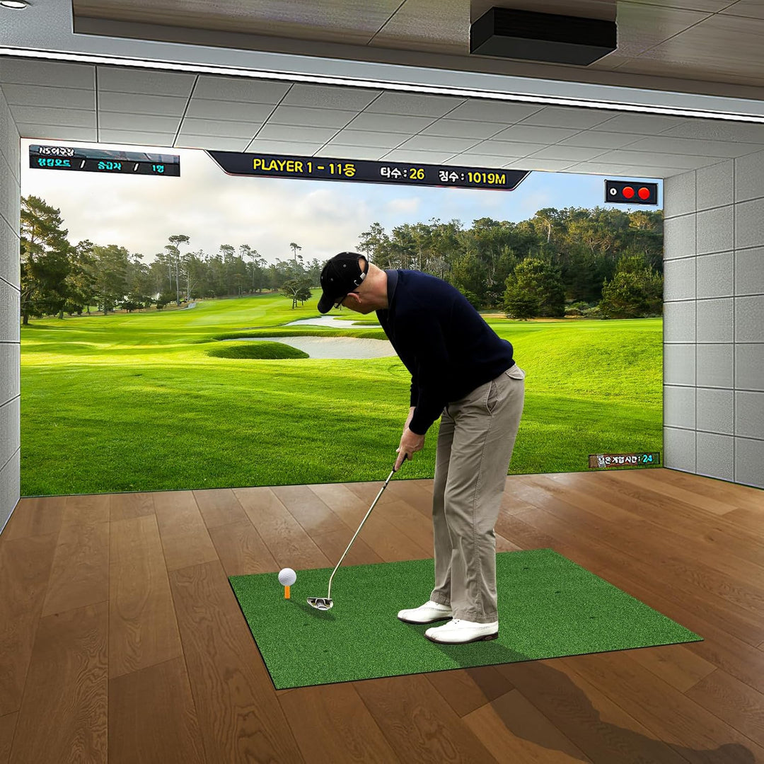 COSTWAY Golf Abschlagmatte, Golf Übungsmatte inkl. 2 Gummi-Tees und 2 Ausrichtungsstäbe, Golfmatte m