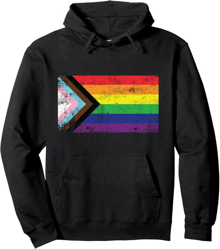 Gay Pride LGBT-Q Rainbow Flag Trans-Gender Proud Ally Pullover Hoodie