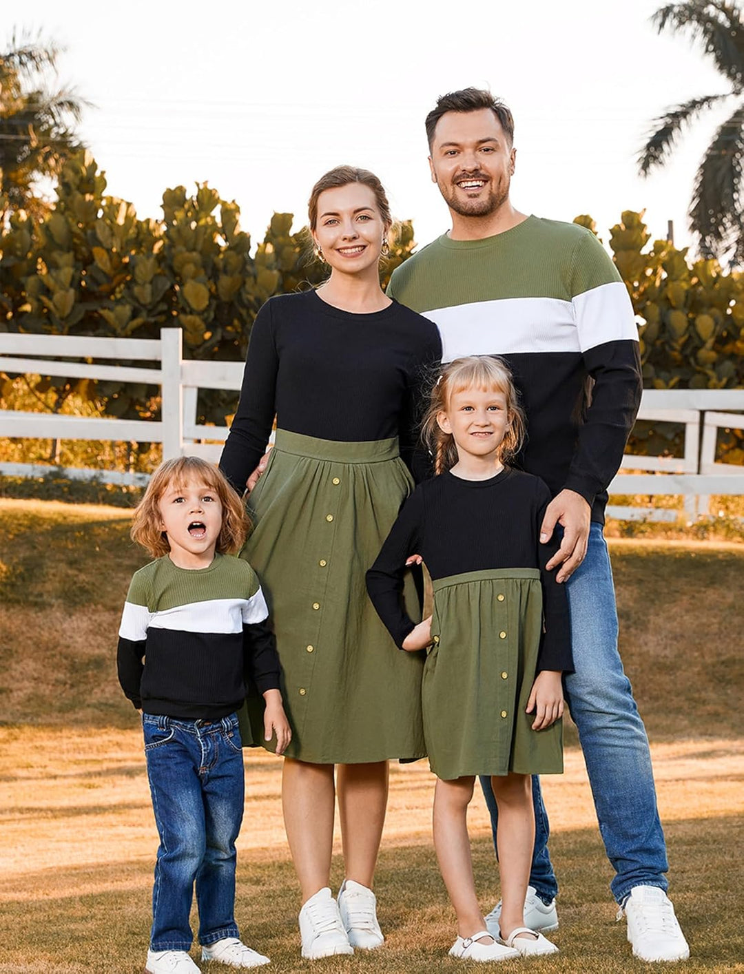 PATPAT Familien Outfit Set - Partnerlook Mutter Tochter Kleidung, Langarm T-Shirt & Mutter Kind Klei