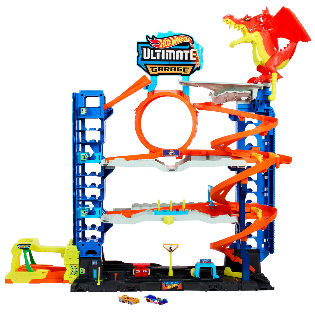 Hot Wheels Let's Race Netflix - Ultimative Garage - Mehrere Ebenen Parkgarage, 3ft hoch, mit 2 Die-C