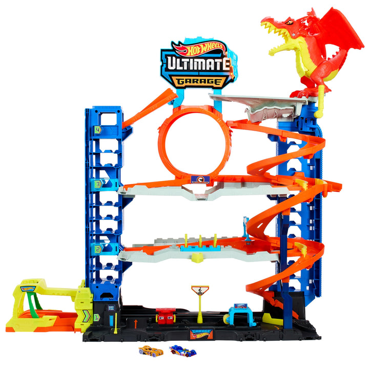 Hot Wheels Let's Race Netflix - Ultimative Garage - Mehrere Ebenen Parkgarage, 3ft hoch, mit 2 Die-C