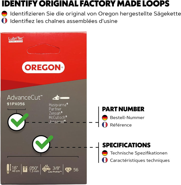 Oregon AdvanceCut 91PX Sägekette passend für 40 cm AL-KO, Alpina, CMI, Dolmar, Einhell, Gardol, Hurr