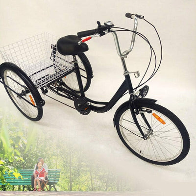 OU BEST CHOOSE 24" 3 Rad Dreirad für Erwachsene mit Lampe 6 Gang Fahrrad, Einkaufskorb Trike Dreirad