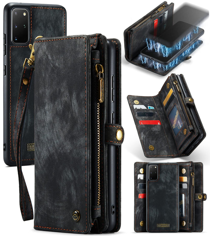 UFinetech 2-in-1 Samsung Galaxy S20 Plus Hülle Handy Tasche Leder TPU Flip Magnetisch Ständer Karten