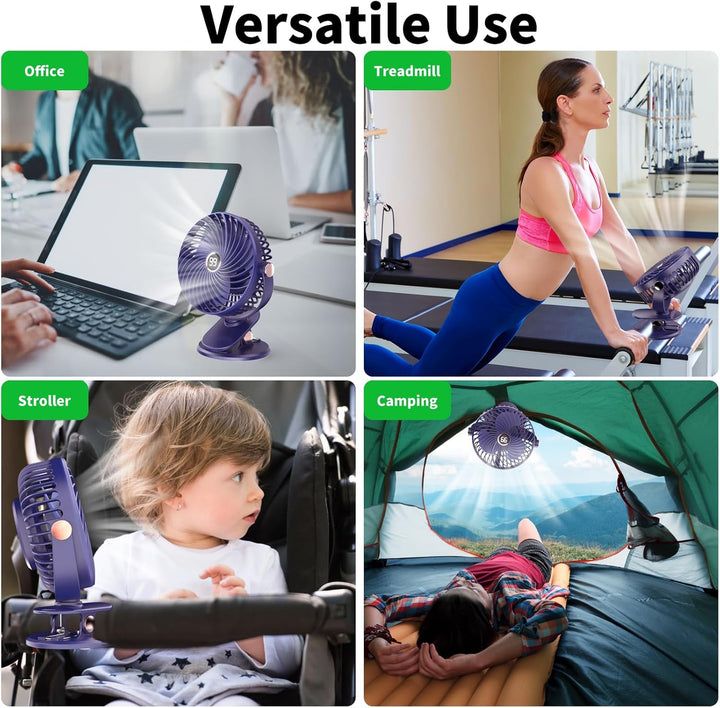 Schreibtischventilator, Mini-Ventilator, USB, leise, mit LCD-Display, 6000 mAh, kleiner Ventilator,