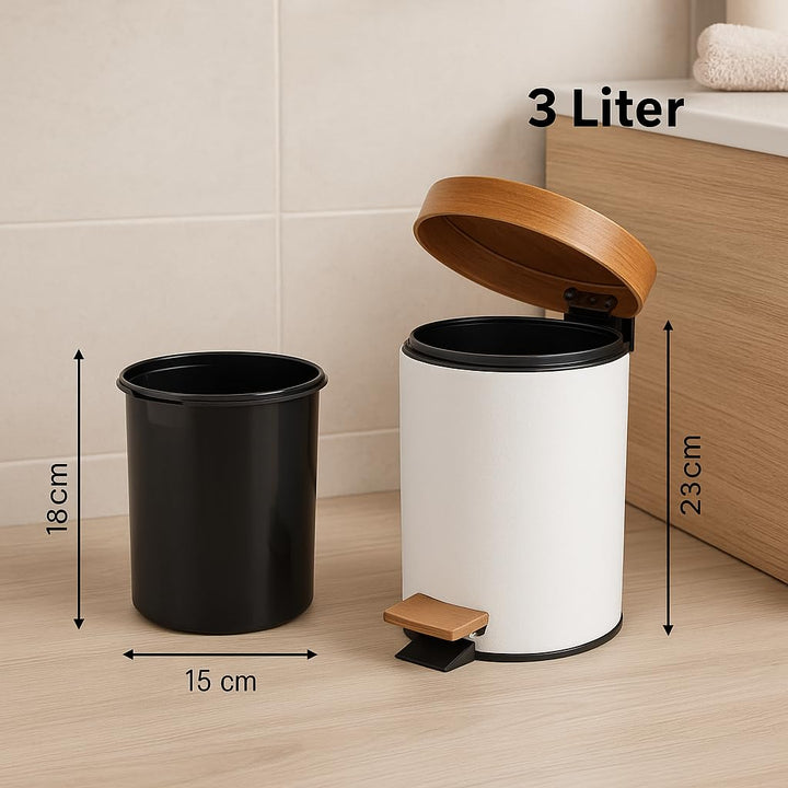 Mülleimer Tischmülleimer Abfalleimer 3L Kosmetikeimer in edlem schwarzem Design Tretmülleimer mit Ab