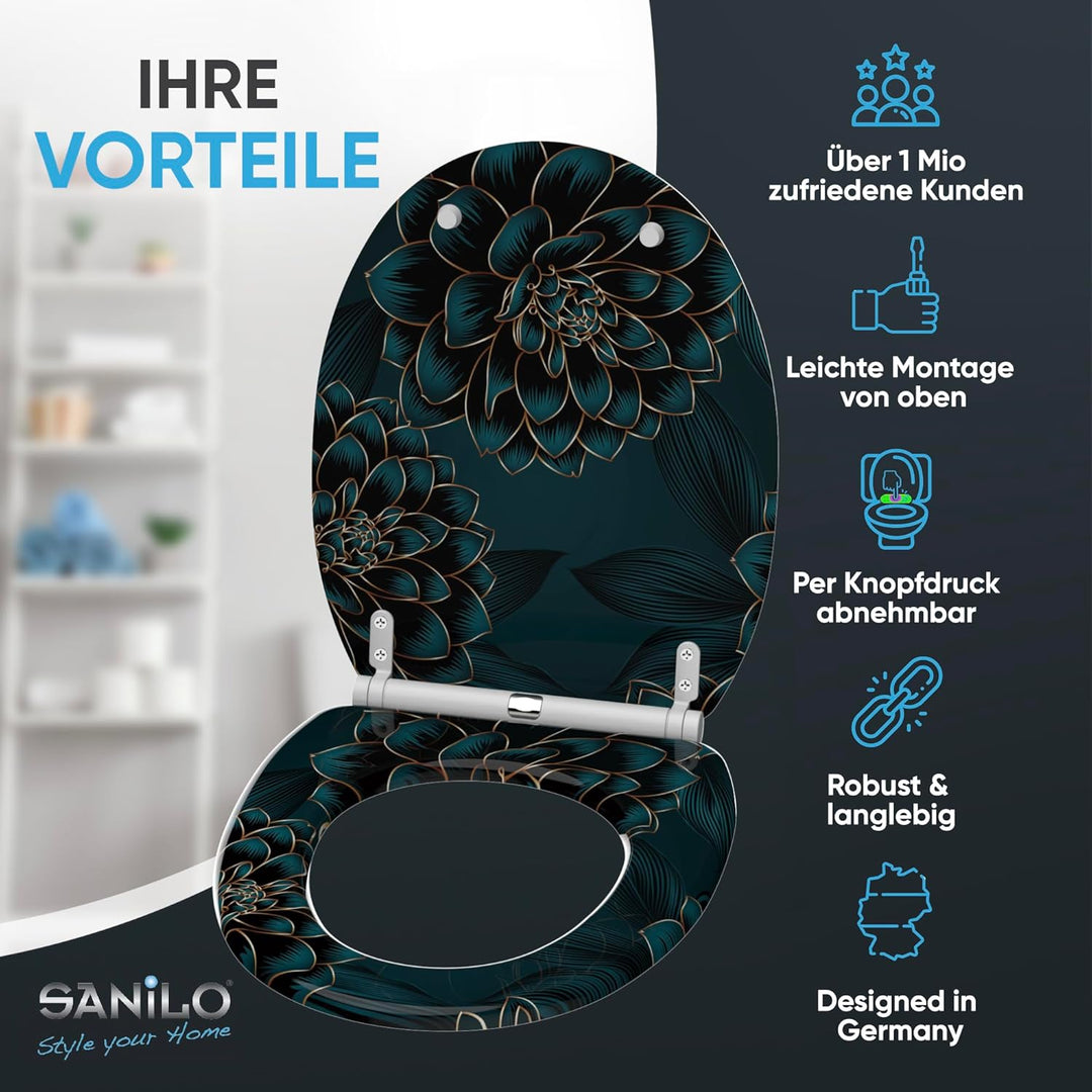 Sanilo WC Sitz mit Absenkautomatik, viele neue Toilettendeckel zur Auswahl, hochwertige Oberfläche,