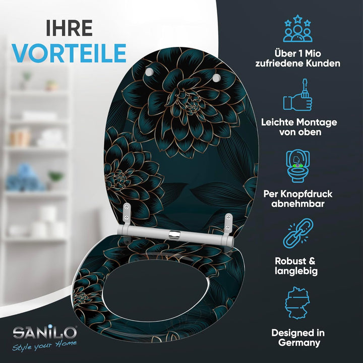 Sanilo WC Sitz mit Absenkautomatik, viele neue Toilettendeckel zur Auswahl, hochwertige Oberfläche,