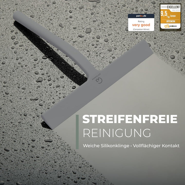 Gütewerk Duschabzieher, Silikon-Abzieher Dusche, Hygienischer Abzieher für Badezimmer, Duschwand & F