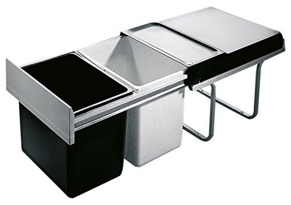 Hailo Raumspar Tandem Küchen-Abfalleimer, Plastik, Schwarz, One