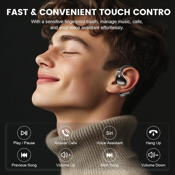 Open Ear Kopfhörer Bluetooth 6.0 mit HD Mic, 2025 Kopfhörer Kabellos Bluetooth HiFi Stereo mit Ohrha