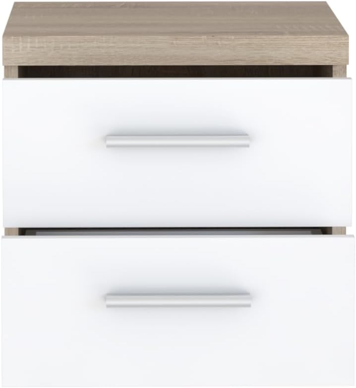 FORTE Winnie Nachttisch mit 2 Schubladen, Holzwerkstoff, Sonoma Eiche / Weiss, B x H x T: 37,6 x 38,