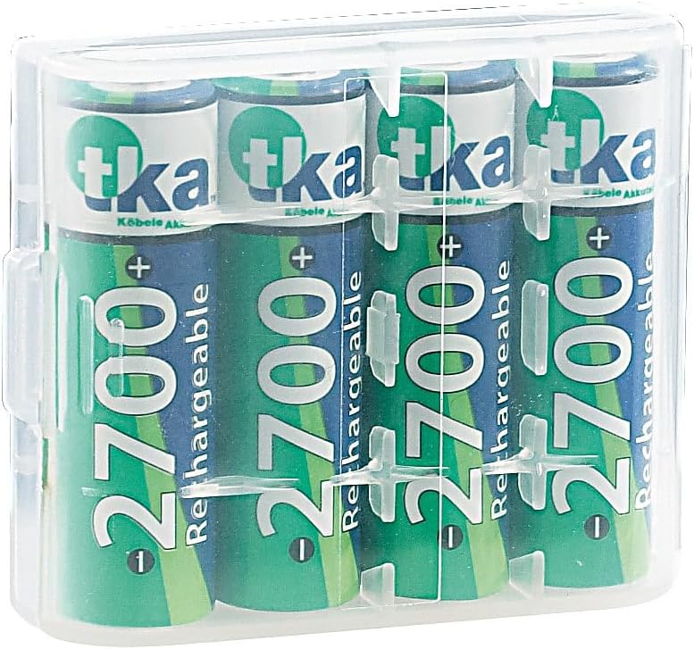tka Köbele Akkutechnik AA Batterien: 20er-Set NiMH-Akkus Typ AA/Mignon, 2.700 mAh, mit Aufbewahrungs
