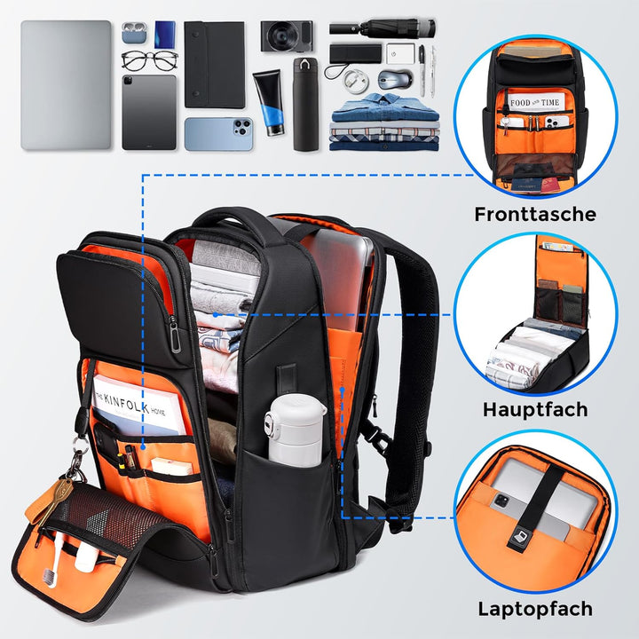 FENRUIEN Laptop rucksack/Laptoprucksack 17 Zoll 26L, Business & Reise-Backpack mit USB & Laptopfach,