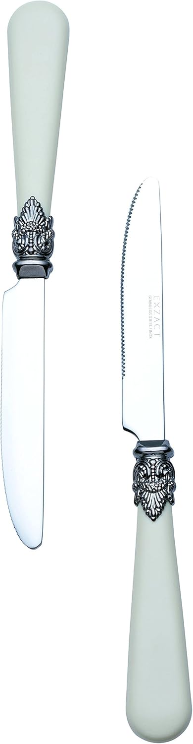 EXZACT Elfenbein Creme Besteck Set 20 Stück, Edelstahl mit detaillierten Griff, traditionelle, elega
