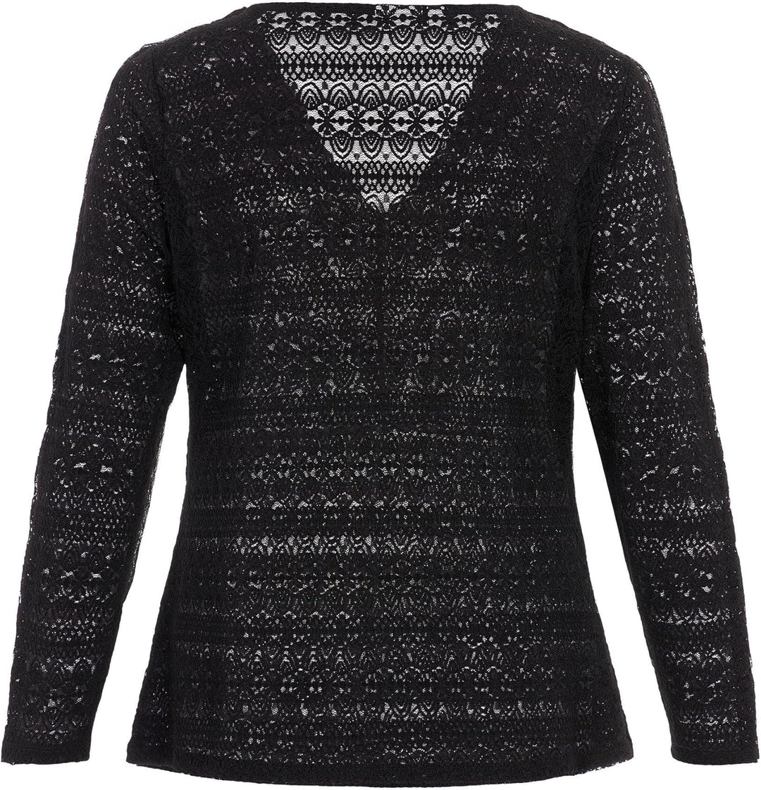 Vila Damen Evoked by Vichikka V-Neck L/S Top/Cur-Noos Langarmshirt 46 Grosse Grössen Schwarz, 46 Gro