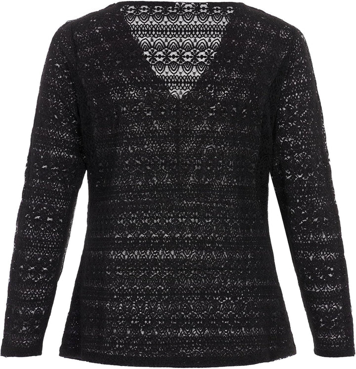 Vila Damen Evoked by Vichikka V-Neck L/S Top/Cur-Noos Langarmshirt 46 Grosse Grössen Schwarz, 46 Gro